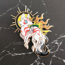 Load image into Gallery viewer, Glitter Okami Amaterasu Enamel Pin