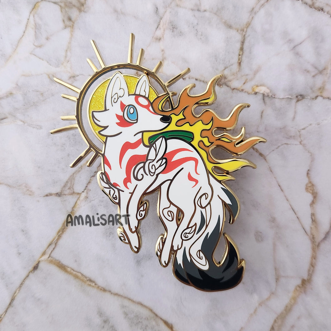 Glitter Okami Amaterasu Enamel Pin