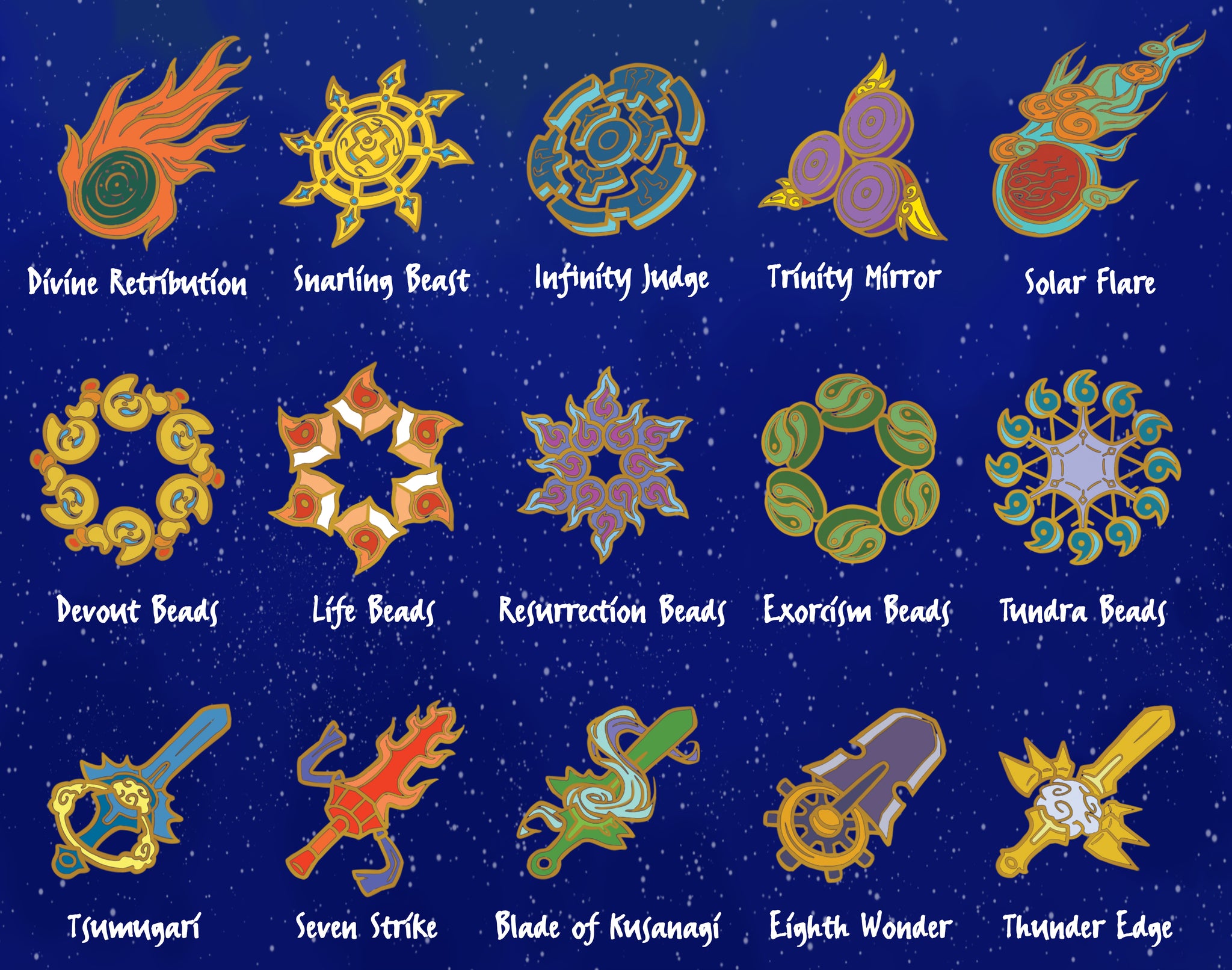 okami gimmick gear Okami Divine Instruments Enamel Pins – Amalis Art