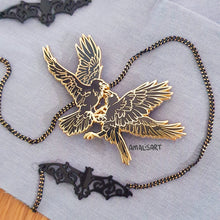 Load image into Gallery viewer, Fighting Corvids - Limited Edition Halloween 2022 Enamel Pin
