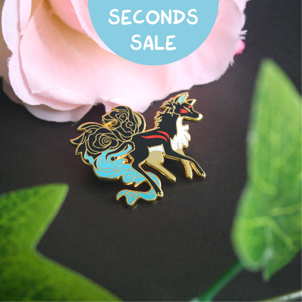 Kitsune Hard Enamel Pin (Black) - Seconds (B Grade)